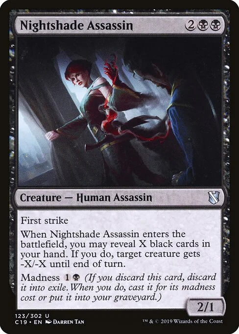 Nightshade Assassin, carta Magic di tipo Creature — Human Assassin illustrata da Darren Tan