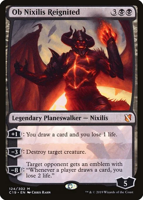 Ob Nixilis Reignited, carta Magic di tipo Legendary Planeswalker — Nixilis illustrata da Chris Rahn