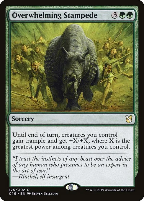 Overwhelming Stampede, carta Magic di tipo Sorcery illustrata da Steven Belledin