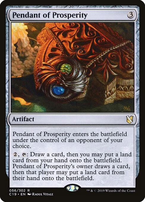Pendant of Prosperity, carta Magic di tipo Artifact illustrata da Raoul Vitale