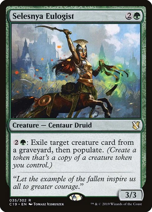 Selesnya Eulogist, carta Magic di tipo Creature — Centaur Druid illustrata da Tomasz Jedruszek