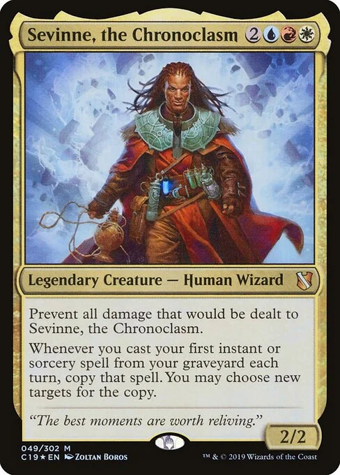 Sevinne, the Chronoclasm, carta Magic di tipo Legendary Creature — Human Wizard illustrata da Zoltan Boros