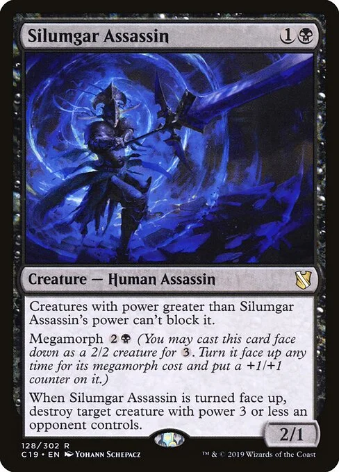 Silumgar Assassin, carta Magic di tipo Creature — Human Assassin illustrata da Yohann Schepacz