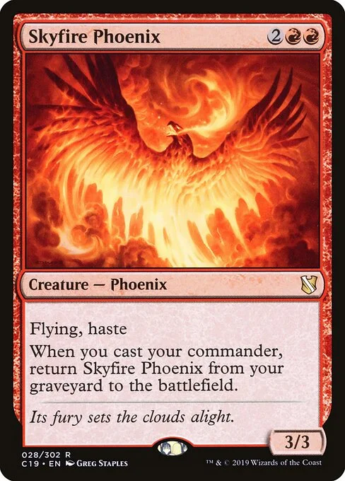 Skyfire Phoenix, carta Magic di tipo Creature — Phoenix illustrata da Greg Staples