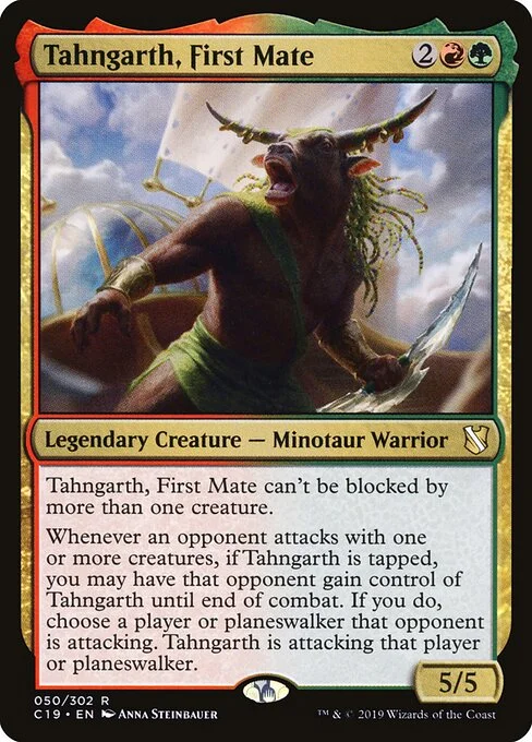 Tahngarth, First Mate, carta Magic di tipo Legendary Creature — Minotaur Warrior illustrata da Anna Steinbauer