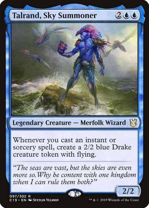 Talrand, Sky Summoner, carta Magic di tipo Legendary Creature — Merfolk Wizard illustrata da Svetlin Velinov