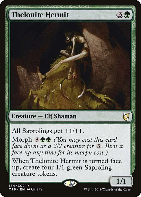 Thelonite Hermit, carta Magic di tipo Creature — Elf Shaman illustrata da Chippy