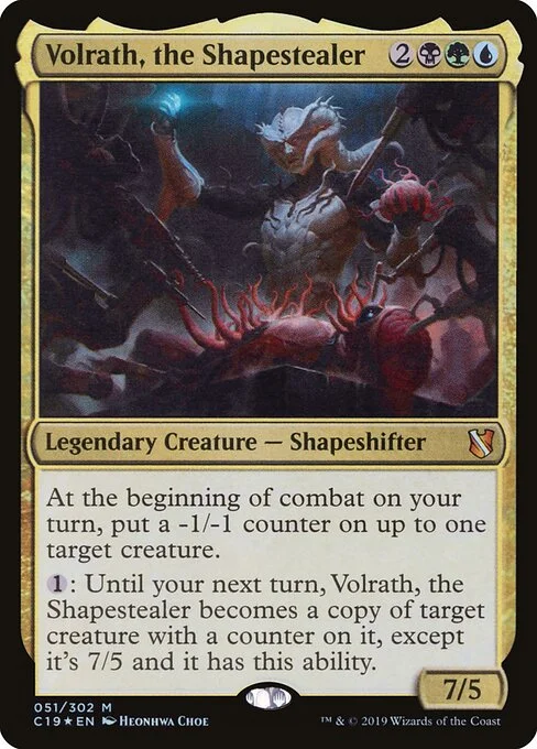 Volrath, the Shapestealer, carta Magic di tipo Legendary Creature — Phyrexian Shapeshifter illustrata da Heonhwa