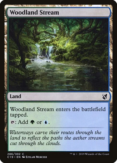 Woodland Stream, carta Magic di tipo Land illustrata da Enora Mercier