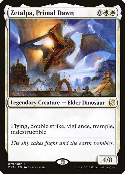 Zetalpa, Primal Dawn, carta Magic di tipo Legendary Creature — Elder Dinosaur illustrata da Chris Rallis