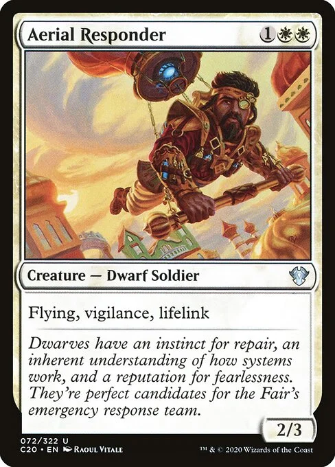Aerial Responder, carta Magic di tipo Creature — Dwarf Soldier illustrata da Raoul Vitale