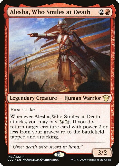 Alesha, Who Smiles at Death, carta Magic di tipo Legendary Creature — Human Warrior illustrata da Anastasia Ovchinnikova
