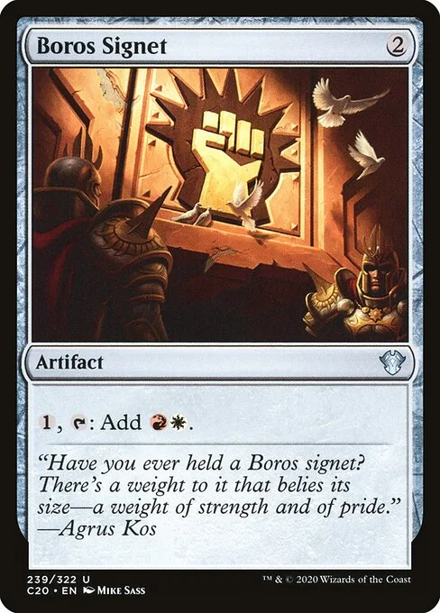 Boros Signet, carta Magic di tipo Artifact illustrata da Mike Sass