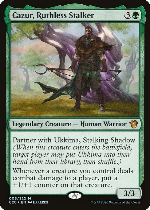 Cazur, Ruthless Stalker, carta Magic di tipo Legendary Creature — Human Warrior illustrata da Daarken