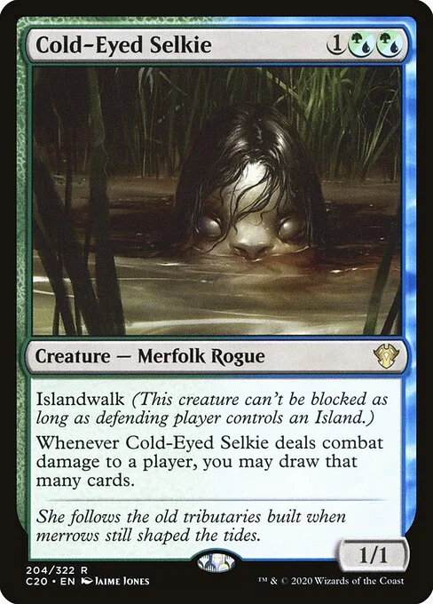 Cold-Eyed Selkie, carta Magic di tipo Creature — Merfolk Rogue illustrata da Jaime Jones