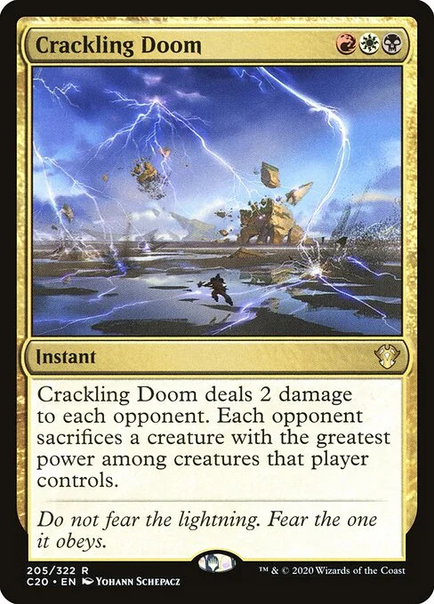 Crackling Doom, carta Magic di tipo Instant illustrata da Yohann Schepacz