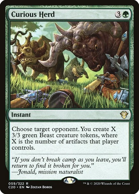 Curious Herd, carta Magic di tipo Instant illustrata da Zoltan Boros
