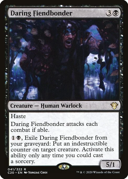 Daring Fiendbonder, carta Magic di tipo Creature — Human Warlock illustrata da Yongjae Choi