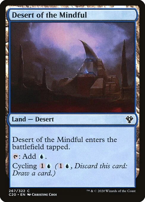 Desert of the Mindful, carta Magic di tipo Land — Desert illustrata da Christine Choi