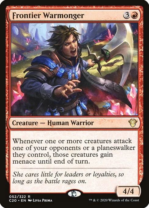 Frontier Warmonger, carta Magic di tipo Creature — Human Warrior illustrata da Livia Prima