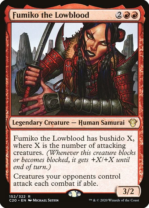 Fumiko the Lowblood, carta Magic di tipo Legendary Creature — Human Samurai illustrata da Michael Sutfin