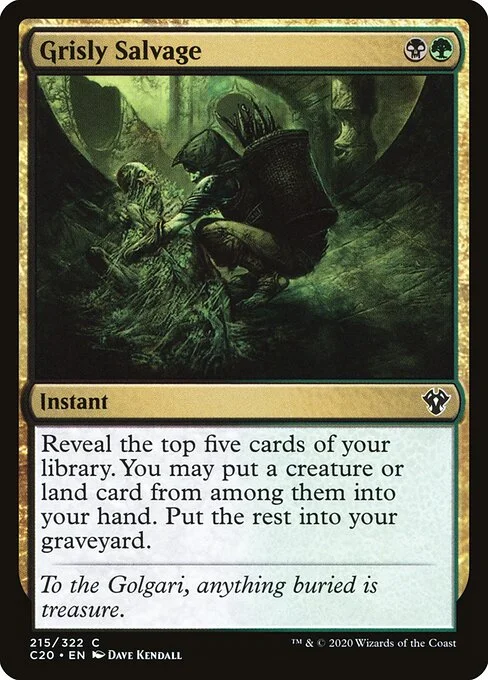 Grisly Salvage, carta Magic di tipo Instant illustrata da Dave Kendall