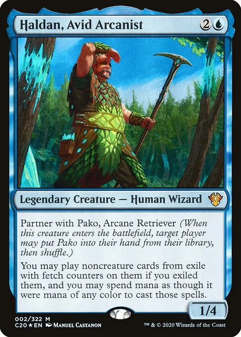 Haldan, Avid Arcanist, carta Magic di tipo Legendary Creature — Human Wizard illustrata da Manuel Castañón