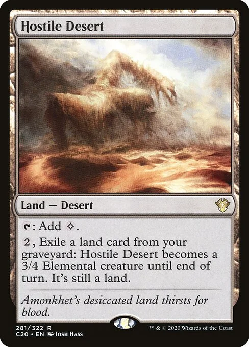 Hostile Desert, carta Magic di tipo Land — Desert illustrata da Josh Hass