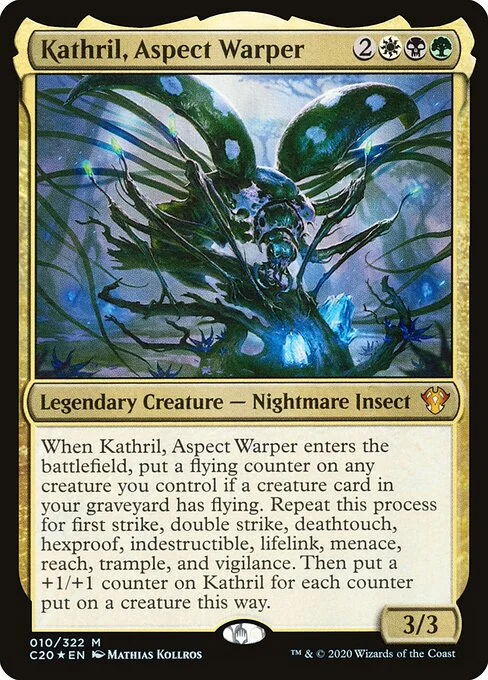 Kathril, Aspect Warper, carta Magic di tipo Legendary Creature — Nightmare Insect illustrata da Mathias Kollros