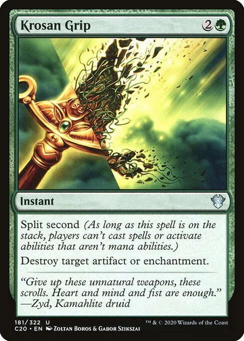 Krosan Grip, carta Magic di tipo Instant illustrata da Zoltan Boros & Gabor Szikszai