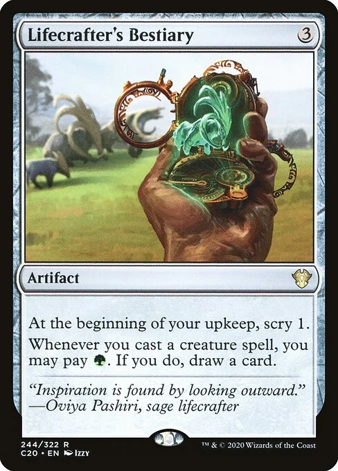 Lifecrafter's Bestiary, carta Magic di tipo Artifact illustrata da Izzy