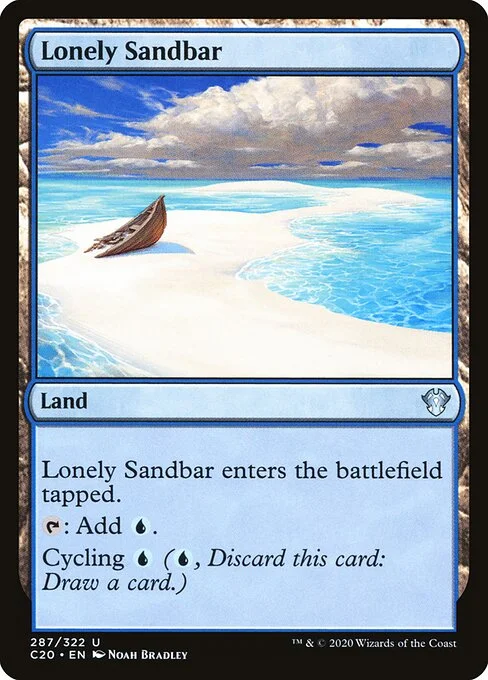 Lonely Sandbar, carta Magic di tipo Land illustrata da Noah Bradley