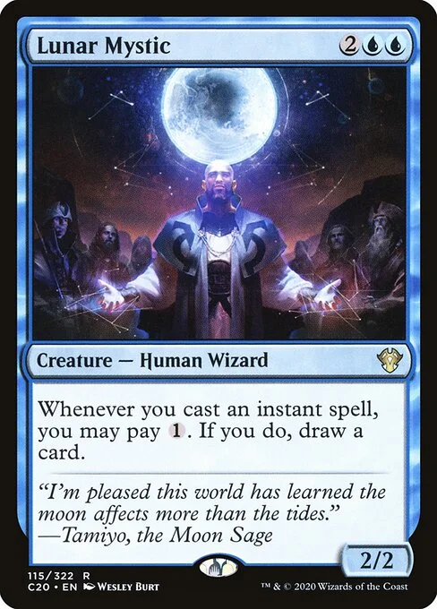 Lunar Mystic, carta Magic di tipo Creature — Human Wizard illustrata da Wesley Burt