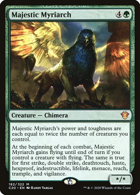 Majestic Myriarch, carta Magic di tipo Creature — Chimera illustrata da Randy Vargas