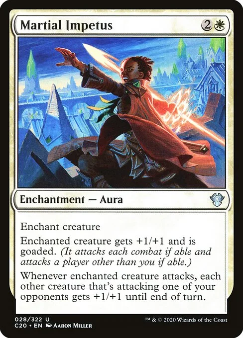 Martial Impetus, carta Magic di tipo Enchantment — Aura illustrata da Aaron Miller