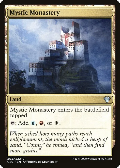 Mystic Monastery, carta Magic di tipo Land illustrata da Florian de Gesincourt