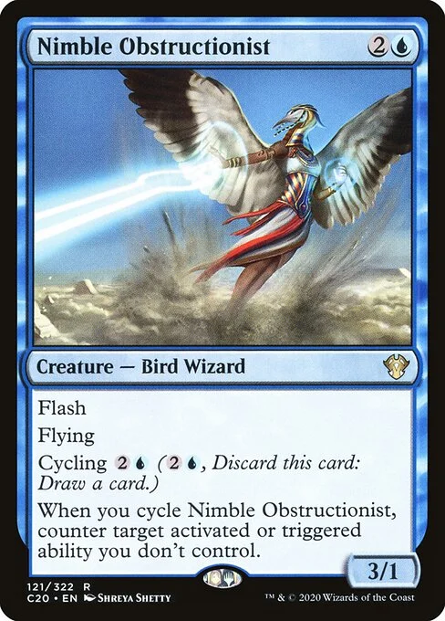 Nimble Obstructionist, carta Magic di tipo Creature — Bird Wizard illustrata da Shreya Shetty