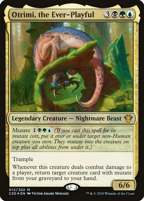 Otrimi, the Ever-Playful, carta Magic di tipo Legendary Creature — Nightmare Beast illustrata da Victor Adame Minguez