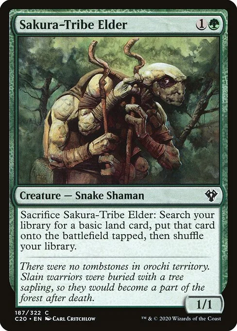 Sakura-Tribe Elder, carta Magic di tipo Creature — Snake Shaman illustrata da Carl Critchlow