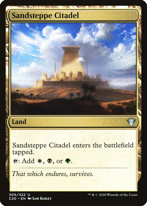 Sandsteppe Citadel, carta Magic di tipo Land illustrata da Sam Burley