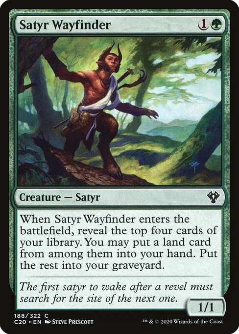 Satyr Wayfinder, carta Magic di tipo Creature — Satyr illustrata da Steve Prescott