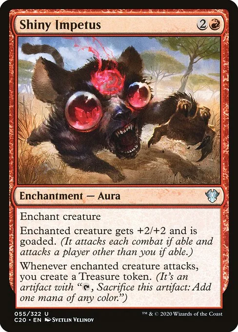 Shiny Impetus, carta Magic di tipo Enchantment — Aura illustrata da Svetlin Velinov
