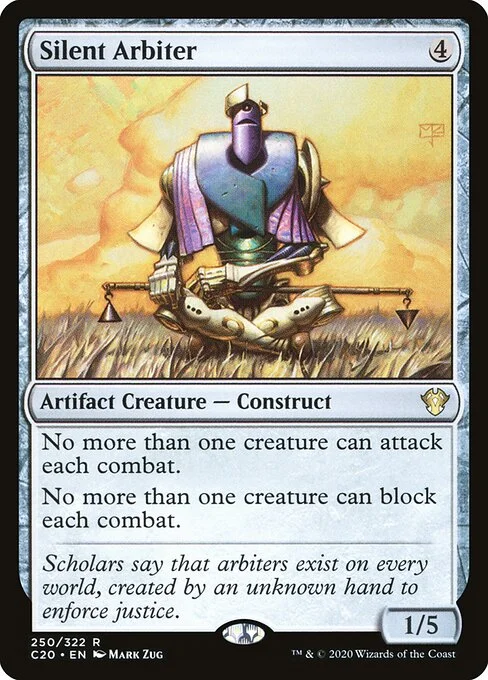 Silent Arbiter, carta Magic di tipo Artifact Creature — Construct illustrata da Mark Zug