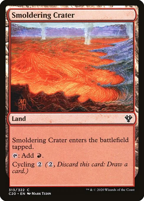 Smoldering Crater, carta Magic di tipo Land illustrata da Mark Tedin