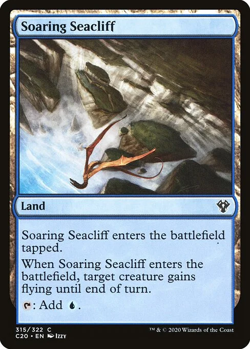 Soaring Seacliff, carta Magic di tipo Land illustrata da Izzy