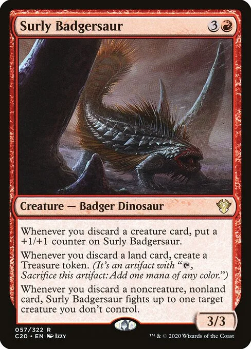 Surly Badgersaur, carta Magic di tipo Creature — Badger Dinosaur illustrata da Izzy