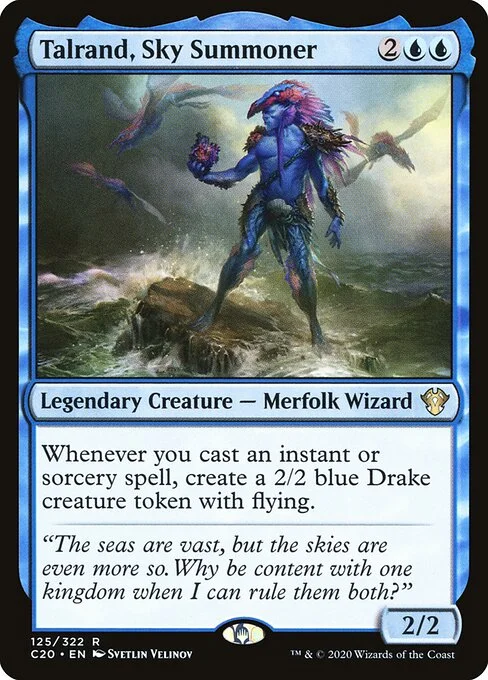 Talrand, Sky Summoner, carta Magic di tipo Legendary Creature — Merfolk Wizard illustrata da Svetlin Velinov