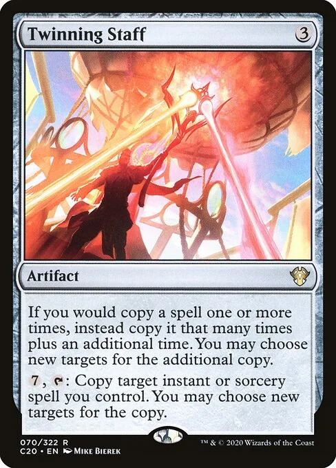 Twinning Staff, carta Magic di tipo Artifact illustrata da Mike Bierek