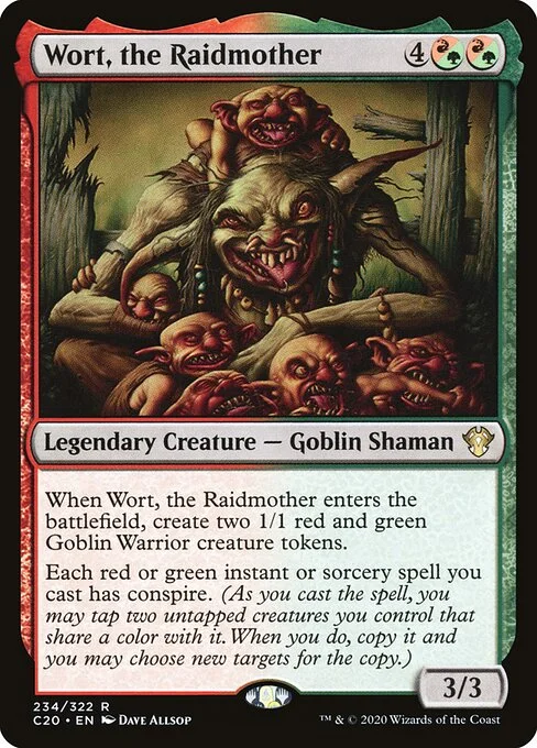 Wort, the Raidmother, carta Magic di tipo Legendary Creature — Goblin Shaman illustrata da Dave Allsop