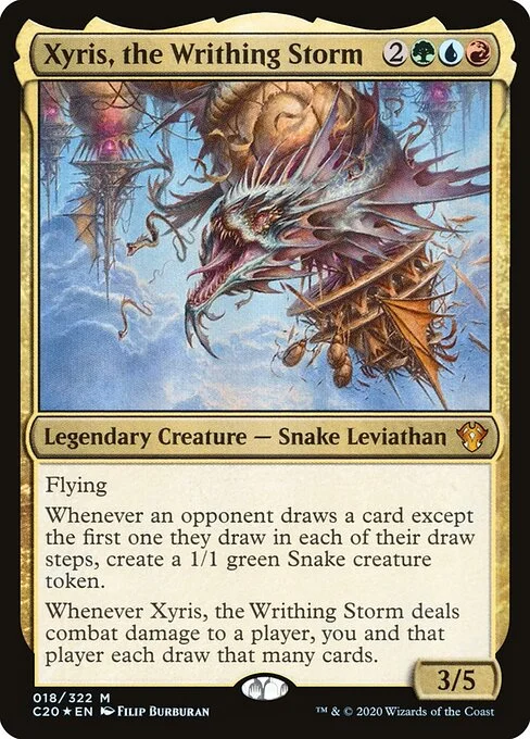 Xyris, the Writhing Storm, carta Magic di tipo Legendary Creature — Snake Leviathan illustrata da Filip Burburan